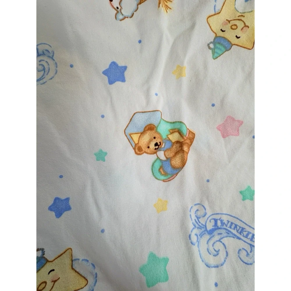 Twinkle Twinkle Rub A Dub Teddy Bear Stars Sheep Vintage Crib Sheet Light‎ Blue